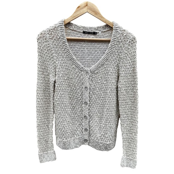 NIC+ZOE Sweaters - NIC+ZOE Cardigan Sweater Beige Popcorn Knit Button Front Business Petite Medium